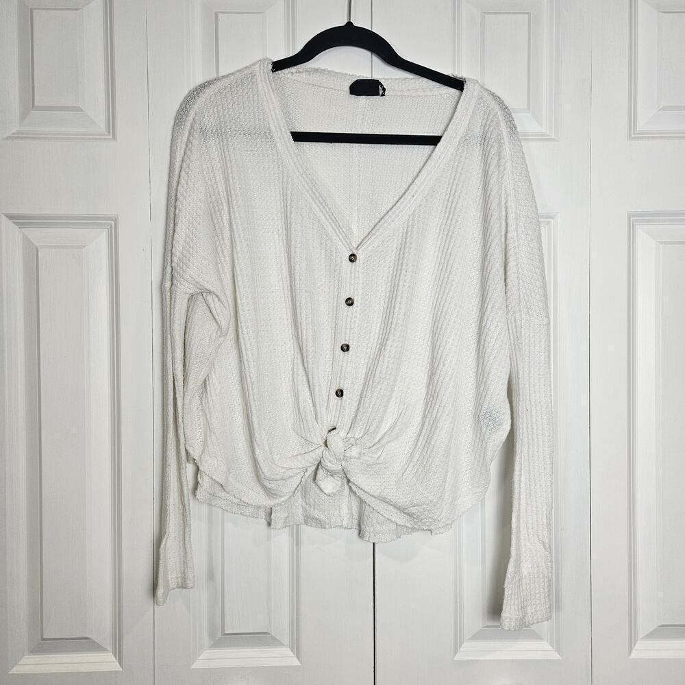 Urban Outfitters Out from Under White Waffle Long Sleeve Shirt Womens Size XS